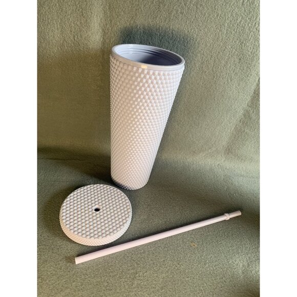 Starbucks Matte Lilac Lavender Bling Studded Tumbler Straw Cold Cup 24oz - New - Picture 3 of 9